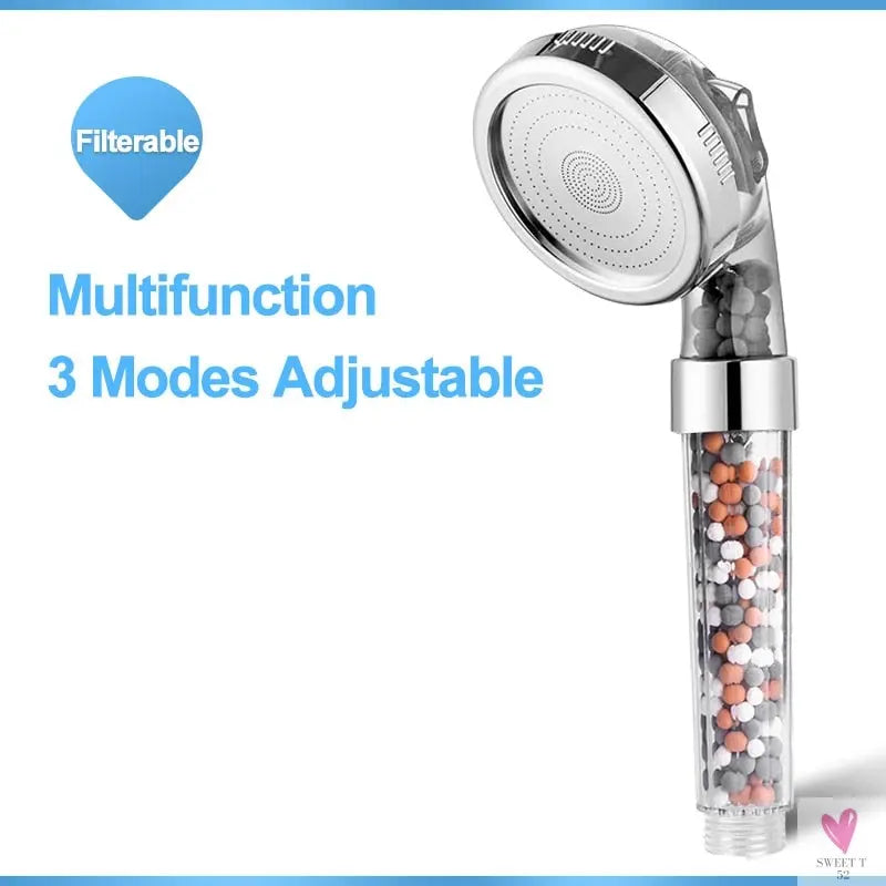 3 Mode Bath Shower, Adjustable Jetting Shower Head for Men & Women, High Pressure, Water Saving, Bathroom Anion Filter, Shower SPA Nozzle