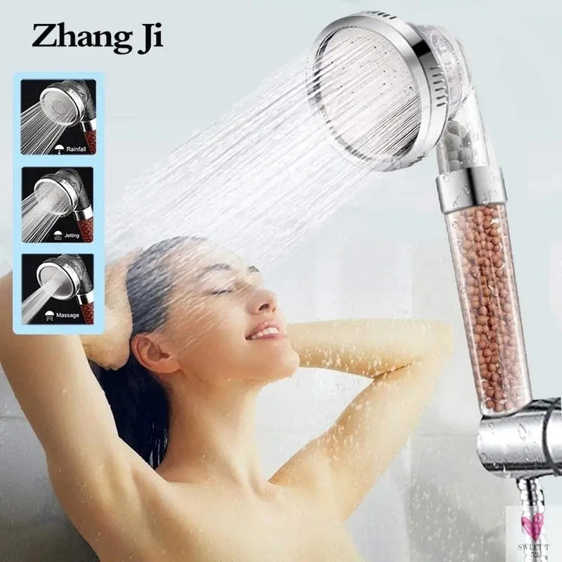 3 Mode Bath Shower, Adjustable Jetting Shower Head for Men & Women, High Pressure, Water Saving, Bathroom Anion Filter, Shower SPA Nozzle