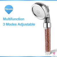 3 Mode Bath Shower, Adjustable Jetting Shower Head for Men & Women, High Pressure, Water Saving, Bathroom Anion Filter, Shower SPA Nozzle