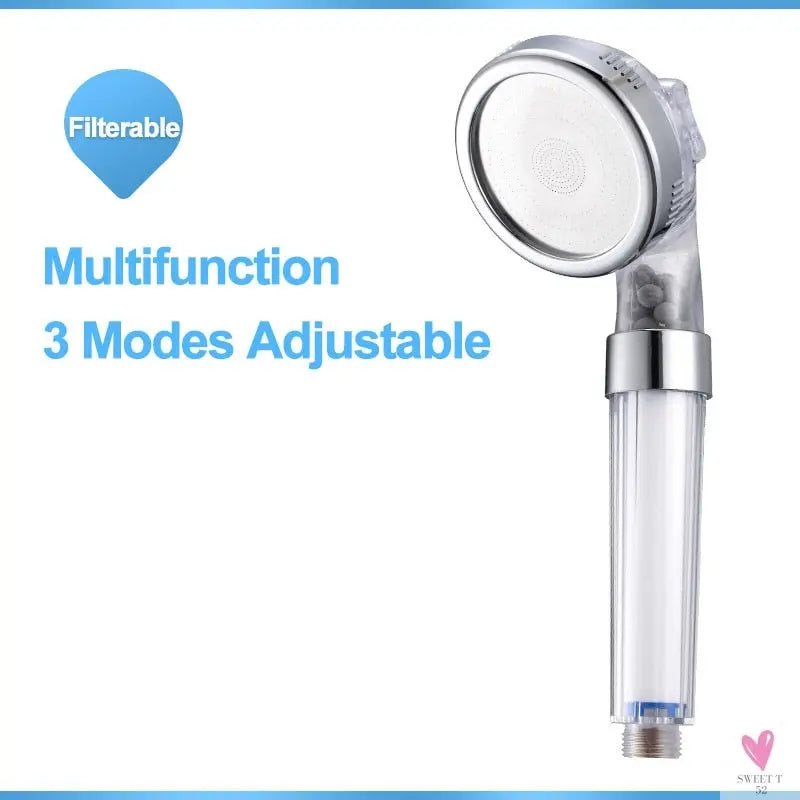 3 Mode Bath Shower, Adjustable Jetting Shower Head for Men & Women, High Pressure, Water Saving, Bathroom Anion Filter, Shower SPA Nozzle