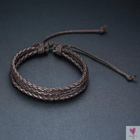 4 Pcs Set Braided Wrap Leather Bracelets for Men - Vintage, Life Tree, Rudder Charm, Wood Beads Wrist Wear