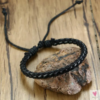 4 Pcs Set Braided Wrap Leather Bracelets for Men - Vintage, Life Tree, Rudder Charm, Wood Beads Wrist Wear