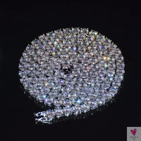 4mm, 5mm, 6mm 1 Row Diamond Tennis Chain Link Zircon Necklace - Hip Hop Jewelry, Silver Color, for Men