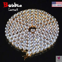 4mm, 5mm, 6mm 1 Row Diamond Tennis Chain Link Zircon Necklace - Hip Hop Jewelry, Silver Color, for Men