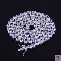 4mm, 5mm, 6mm 1 Row Diamond Tennis Chain Link Zircon Necklace - Hip Hop Jewelry, Silver Color, for Men