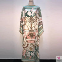 African Dashiki Dress for Women & Girls - Print Bohemia Silk Scarf Hijab, Loose Elegant Muslim Abaya Bazin Robe/Gowns