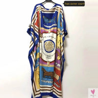 African Dashiki Dress for Women & Girls - Print Bohemia Silk Scarf Hijab, Loose Elegant Muslim Abaya Bazin Robe/Gowns