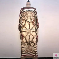 African Dashiki Dress for Women & Girls - Print Bohemia Silk Scarf Hijab, Loose Elegant Muslim Abaya Bazin Robe/Gowns