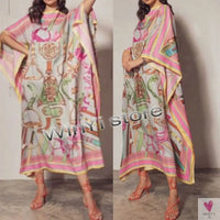 African Dashiki Dress for Women & Girls - Print Bohemia Silk Scarf Hijab, Loose Elegant Muslim Abaya Bazin Robe/Gowns