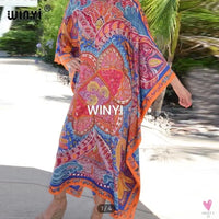 African Dashiki Dress for Women & Girls - Print Bohemia Silk Scarf Hijab, Loose Elegant Muslim Abaya Bazin Robe/Gowns