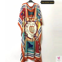 African Dashiki Dress for Women & Girls - Print Bohemia Silk Scarf Hijab, Loose Elegant Muslim Abaya Bazin Robe/Gowns