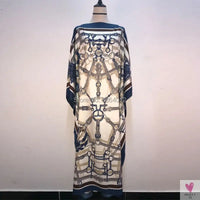 African Dashiki Dress for Women & Girls - Print Bohemia Silk Scarf Hijab, Loose Elegant Muslim Abaya Bazin Robe/Gowns