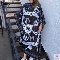 African Dashiki Dress for Women & Girls - Print Bohemia Silk Scarf Hijab, Loose Elegant Muslim Abaya Bazin Robe/Gowns