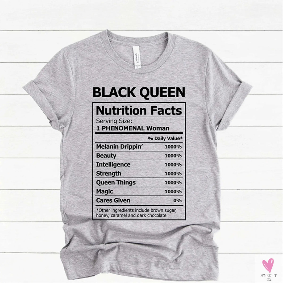 Black Queen Nutritional Facts T-Shirt for Women & Girls, Graphic Melanin T-Shirts