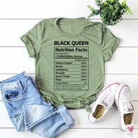 Black Queen Nutritional Facts T-Shirt for Women & Girls, Graphic Melanin T-Shirts