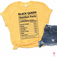 Black Queen Nutritional Facts T-Shirt for Women & Girls, Graphic Melanin T-Shirts
