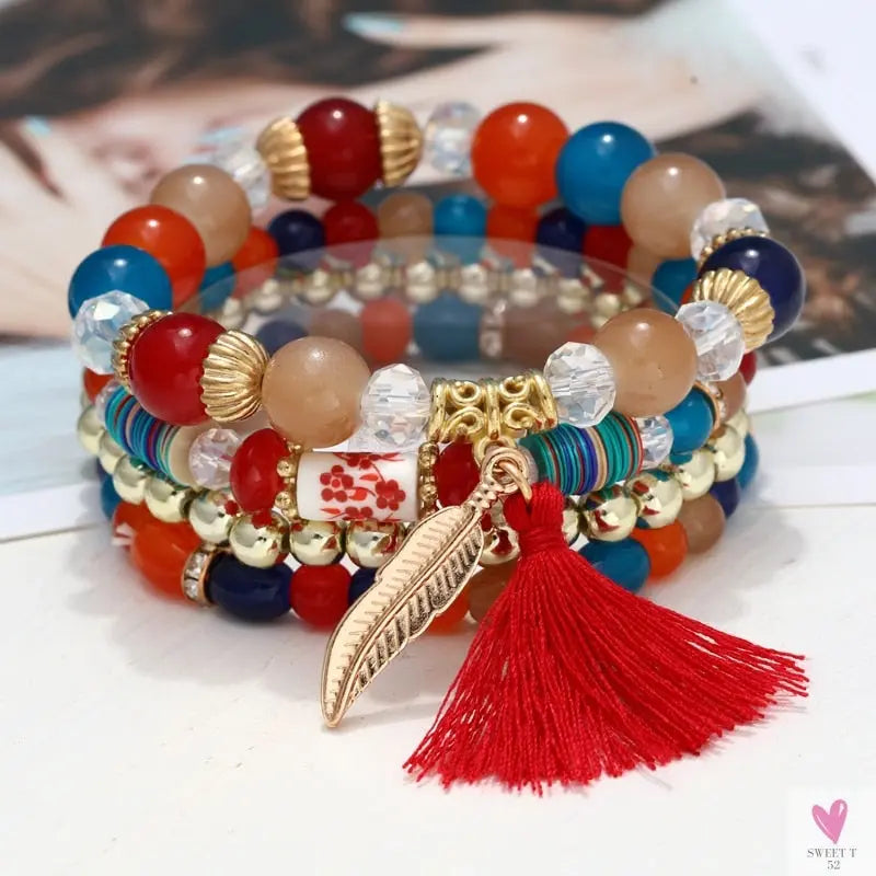Bohemian Multi-layer Charm Bracelets - Trendy 4-5Pcs Bracelet for Women and Girls