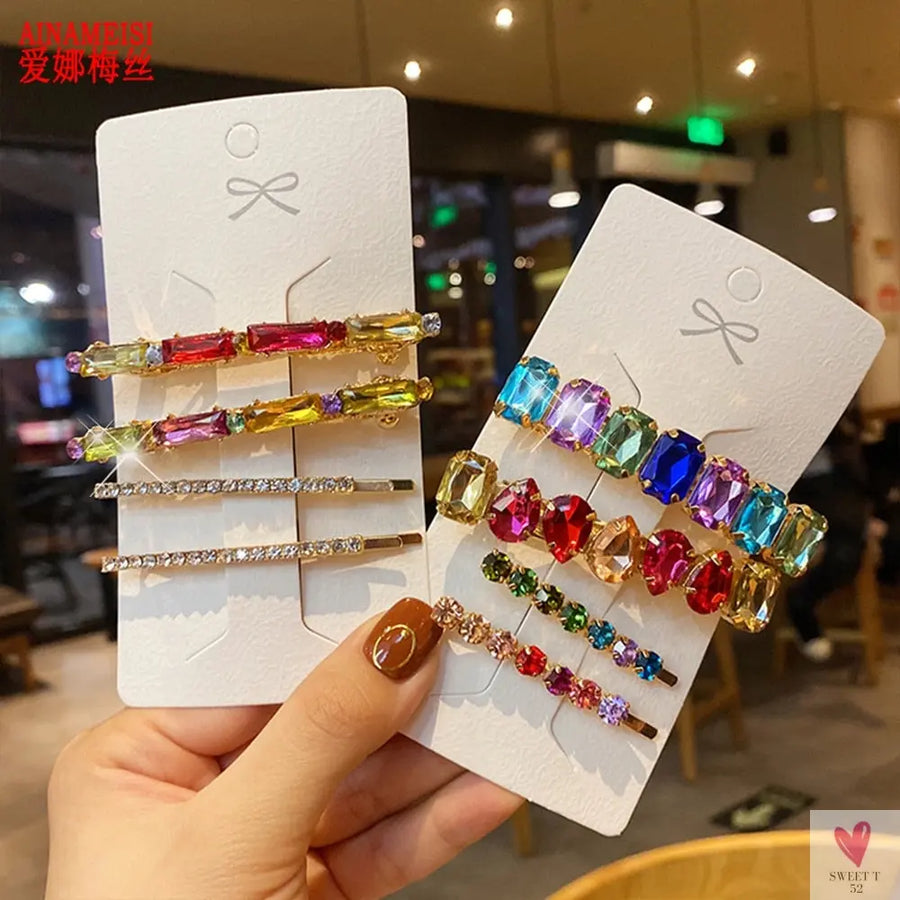 Brilliant Rhinestone/Crystal Waterdrop/Geometric Hair Clips for Women & Girls