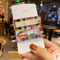 Brilliant Rhinestone/Crystal Waterdrop/Geometric Hair Clips for Women & Girls
