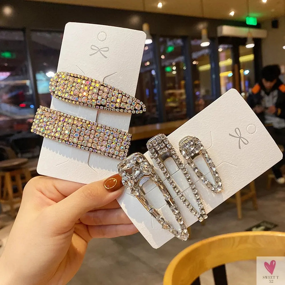 Brilliant Rhinestone/Crystal Waterdrop/Geometric Hair Clips for Women & Girls