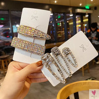 Brilliant Rhinestone/Crystal Waterdrop/Geometric Hair Clips for Women & Girls