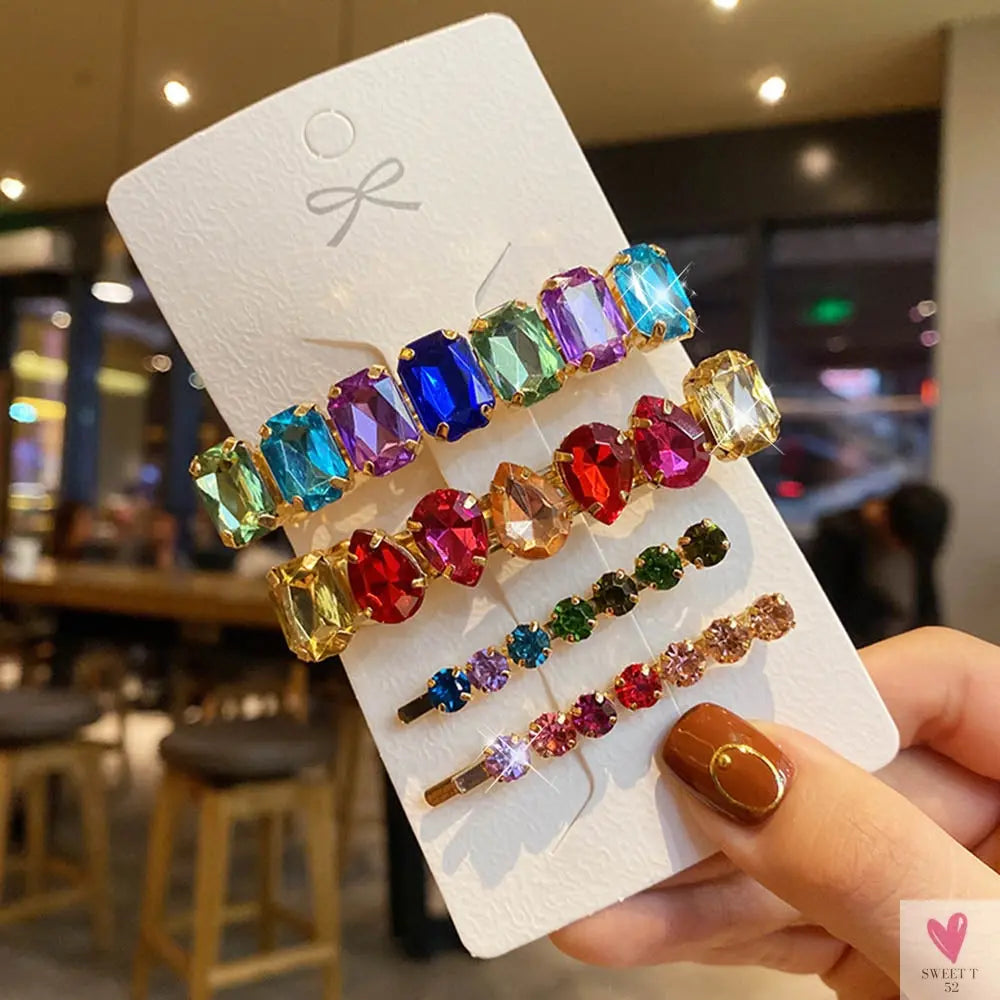 Brilliant Rhinestone/Crystal Waterdrop/Geometric Hair Clips for Women & Girls