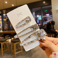 Brilliant Rhinestone/Crystal Waterdrop/Geometric Hair Clips for Women & Girls