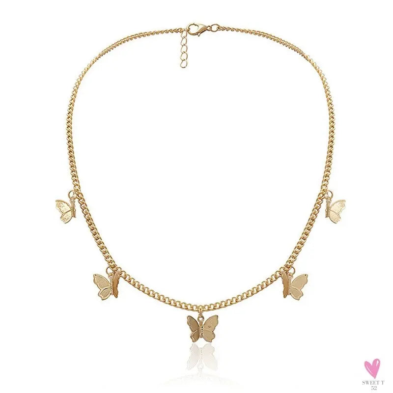 Butterfly Choker Necklace for Women and Girls With Short Chain in Gold and Silver.