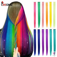 Clip-In Ombre Hair Extensions for Women & Girls in Pure Color - Straight Long Synthetic 2 Tone Hair Pieces