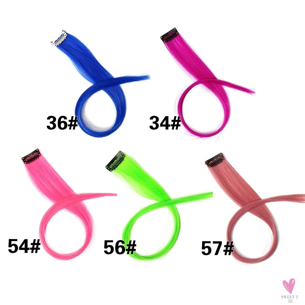 Clip-In Ombre Hair Extensions for Women & Girls in Pure Color - Straight Long Synthetic 2 Tone Hair Pieces