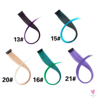 Clip-In Ombre Hair Extensions for Women & Girls in Pure Color - Straight Long Synthetic 2 Tone Hair Pieces