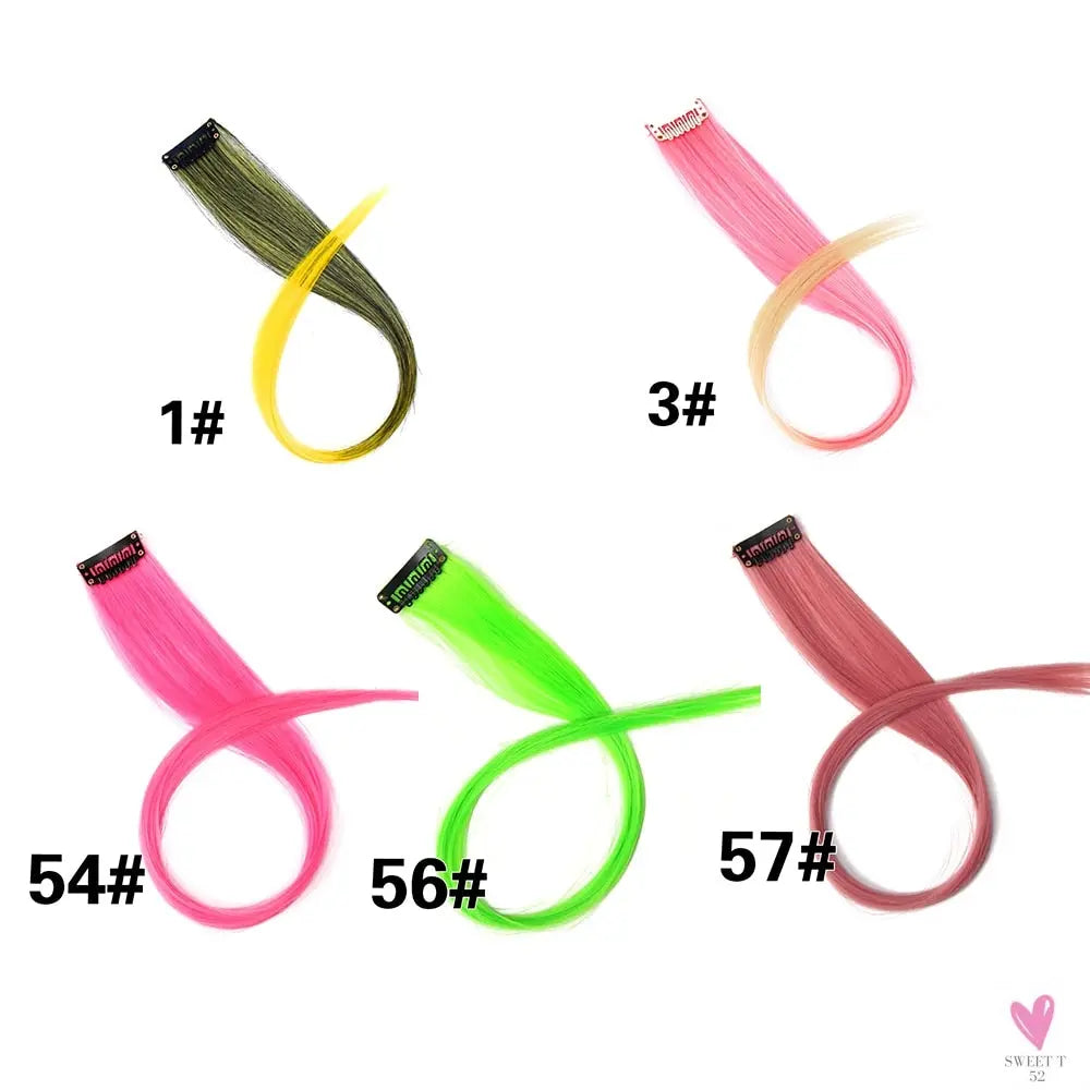 Clip-In Ombre Hair Extensions for Women & Girls in Pure Color - Straight Long Synthetic 2 Tone Hair Pieces