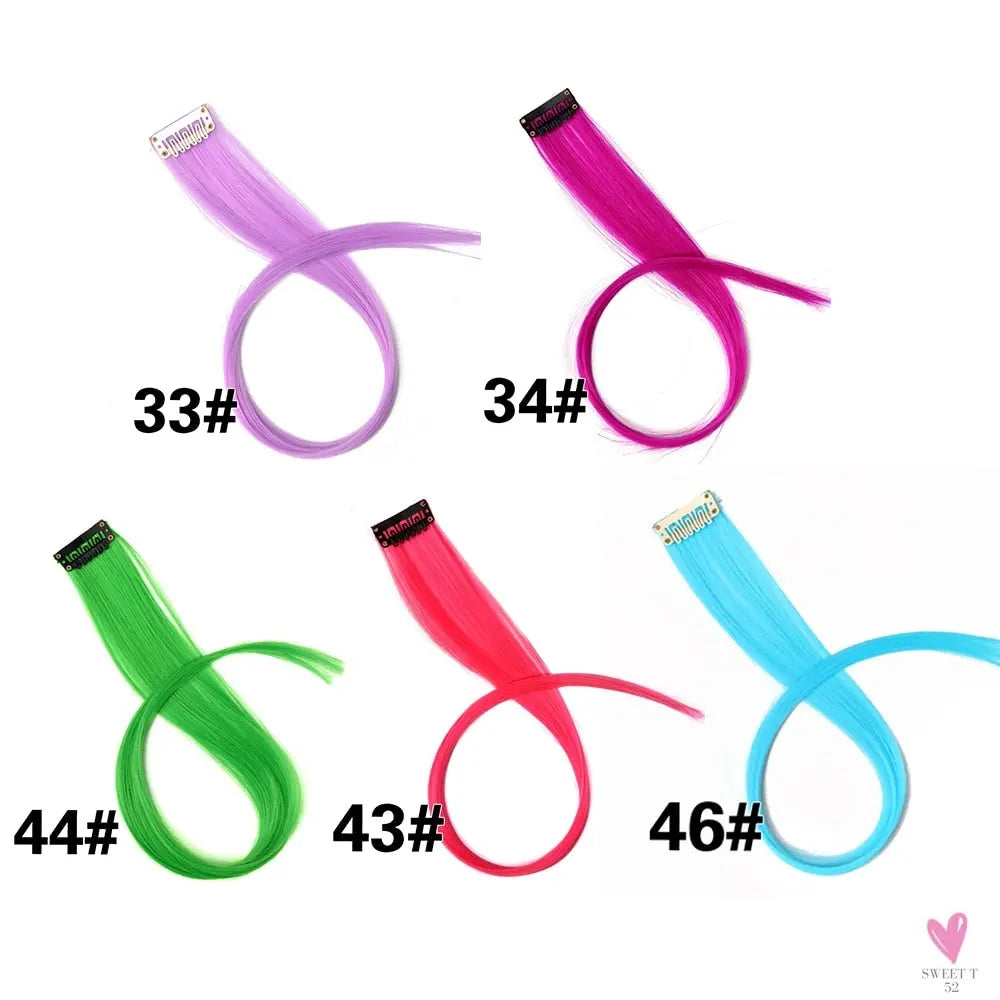 Clip-In Ombre Hair Extensions for Women & Girls in Pure Color - Straight Long Synthetic 2 Tone Hair Pieces