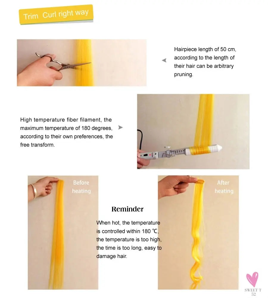 Clip-In Ombre Hair Extensions for Women & Girls in Pure Color - Straight Long Synthetic 2 Tone Hair Pieces