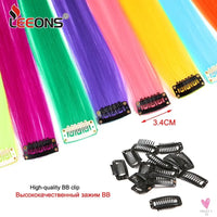 Clip-In Ombre Hair Extensions for Women & Girls in Pure Color - Straight Long Synthetic 2 Tone Hair Pieces