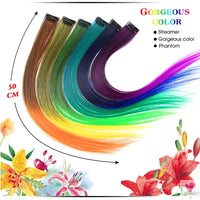 Clip-In Ombre Hair Extensions for Women & Girls in Pure Color - Straight Long Synthetic 2 Tone Hair Pieces