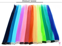 Clip-In Ombre Hair Extensions for Women & Girls in Pure Color - Straight Long Synthetic 2 Tone Hair Pieces