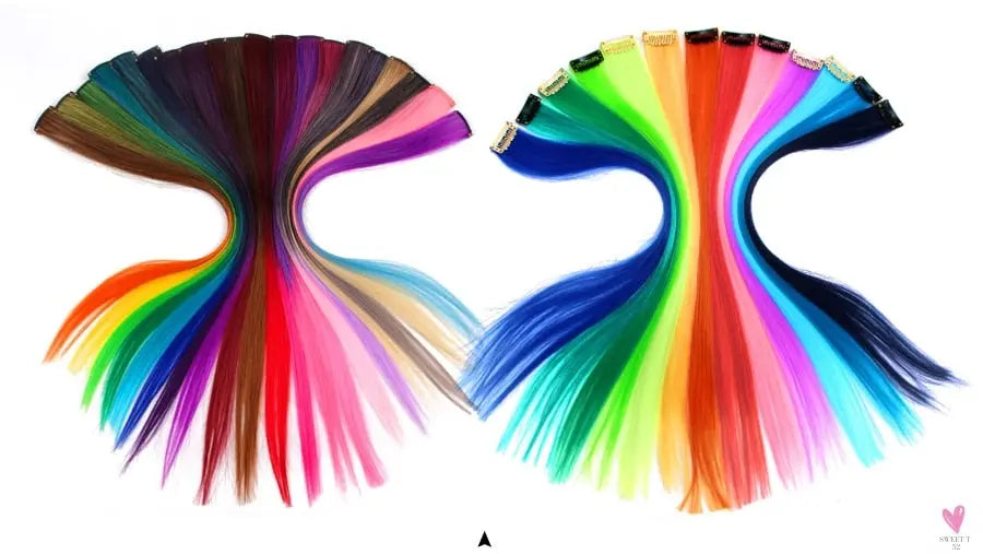 Clip-In Ombre Hair Extensions for Women & Girls in Pure Color - Straight Long Synthetic 2 Tone Hair Pieces