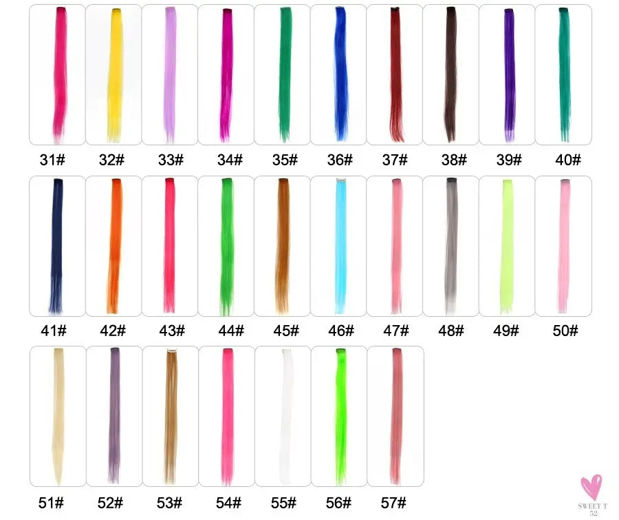 Clip-In Ombre Hair Extensions for Women & Girls in Pure Color - Straight Long Synthetic 2 Tone Hair Pieces