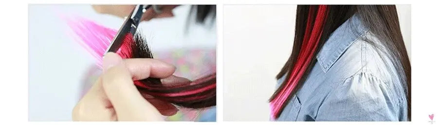 Clip-In Ombre Hair Extensions for Women & Girls in Pure Color - Straight Long Synthetic 2 Tone Hair Pieces