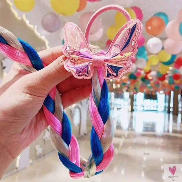 Colorful Braid Ponytail Holder With Rubber Band Attachment for Girls