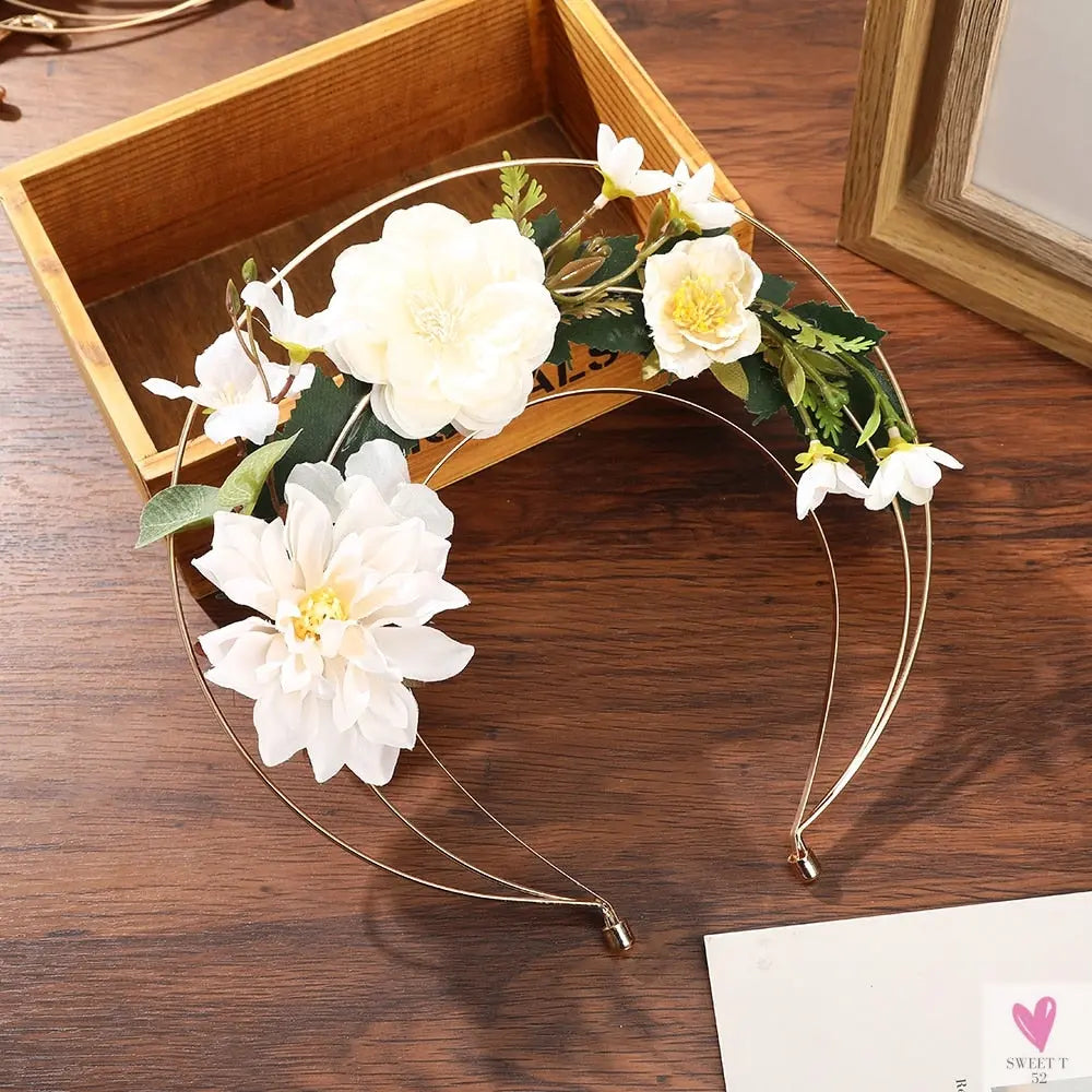 Colorful Flower Headband, Fabric Princess Headdress for Women and Girls