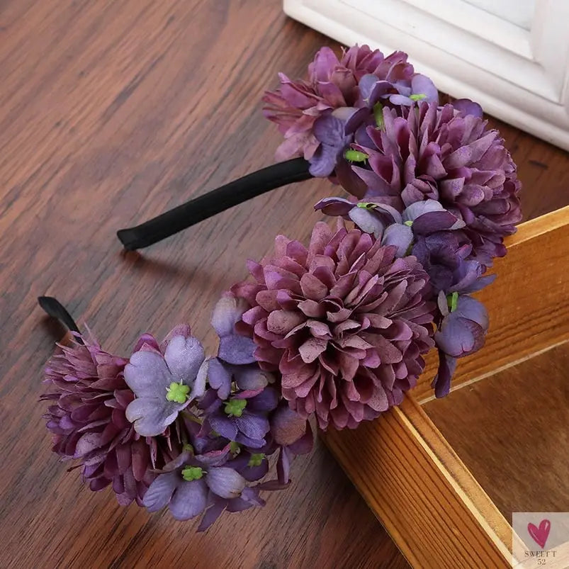 Colorful Flower Headband, Fabric Princess Headdress for Women and Girls