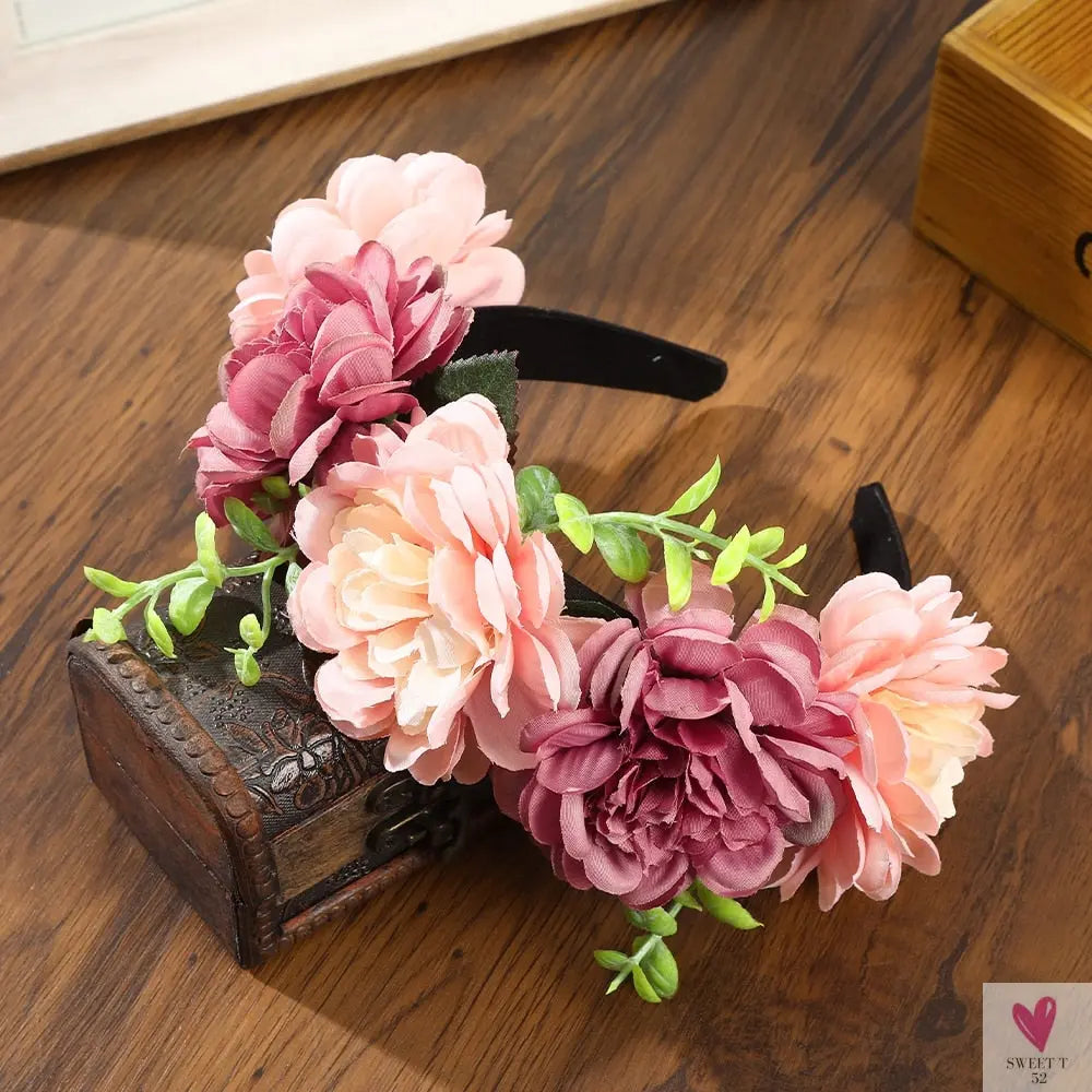 Colorful Flower Headband, Fabric Princess Headdress for Women and Girls