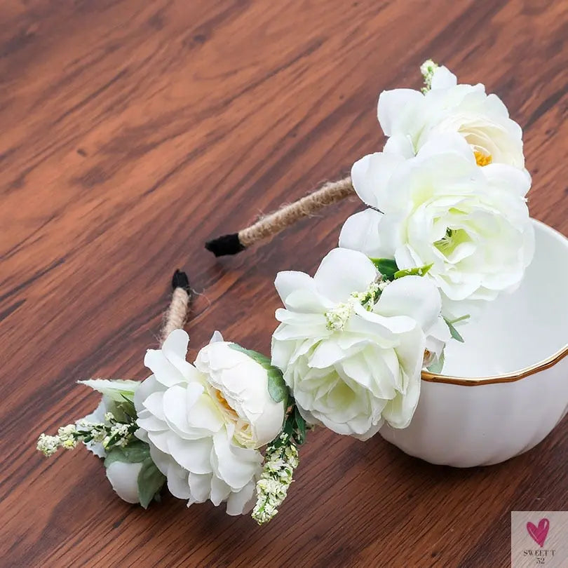 Colorful Flower Headband, Fabric Princess Headdress for Women and Girls