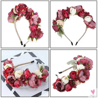 Colorful Flower Headband, Fabric Princess Headdress for Women and Girls