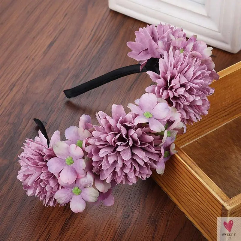 Colorful Flower Headband, Fabric Princess Headdress for Women and Girls