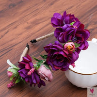 Colorful Flower Headband, Fabric Princess Headdress for Women and Girls
