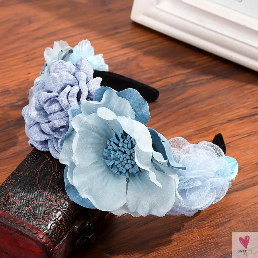 Colorful Flower Headband, Fabric Princess Headdress for Women and Girls