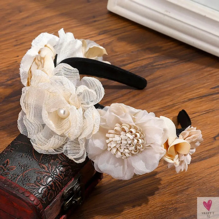 Colorful Flower Headband, Fabric Princess Headdress for Women and Girls